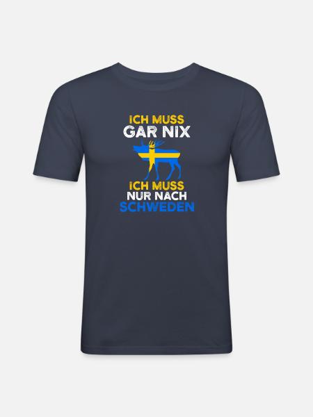 Sweden moose flag holiday love - Men's Slim Fit T-Shirt - navy