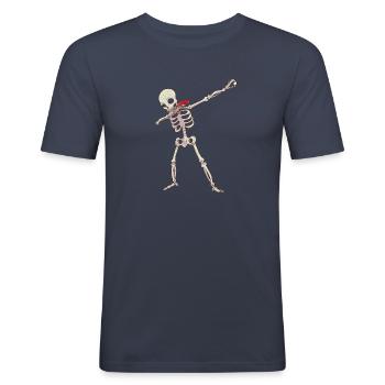Dabbing Skelett Bier Pong Tischtennis - Männer Slim Fit T-Shirt - Navy - Vorne - Nik (191cm)