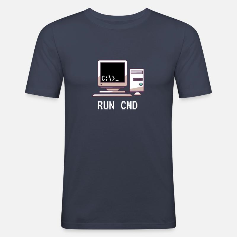 Console Funny Nerd Run CMD - Männer Slim Fit T-Shirt - Navy