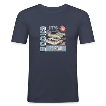 It's A Good Day To Read A Book - Reading Books - Men's Slim Fit T-Shirt - navy - Front - Nik (191cm)