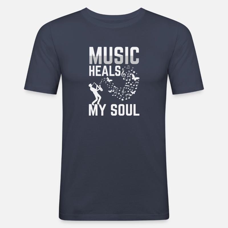 Music Notes Heals - Männer Slim Fit T-Shirt - Navy