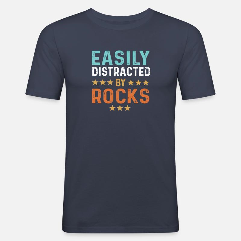 Distract By Rocks - Männer Slim Fit T-Shirt - Navy