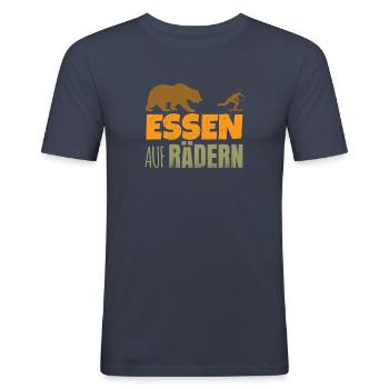 Skateboard Essen auf Rädern - Skater Skateboarder - Männer Slim Fit T-Shirt - Navy - Vorne - Nik (191cm)