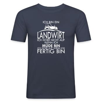 Lustige Landwirtin, Landwirt, Landwirtschaft, Trak - Männer Slim Fit T-Shirt - Navy - Vorne - Nik (191cm)