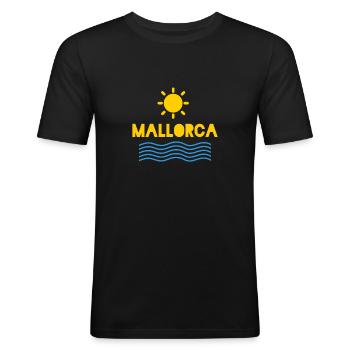 Majorque Souvenir - T-shirt près du corps Homme - noir - Devant - Nik (191cm)