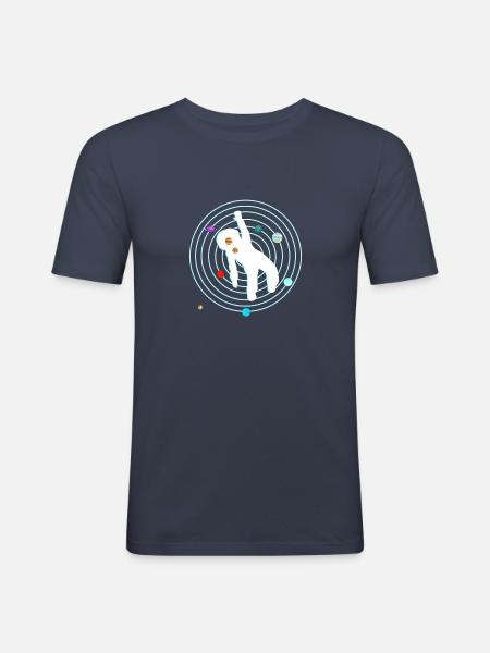 Astronaut im Sonnensystem - Männer Slim Fit T-Shirt - Navy
