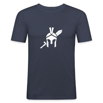 Helm und Schwert - Männer Slim Fit T-Shirt - Navy - Vorne - Nik (191cm)