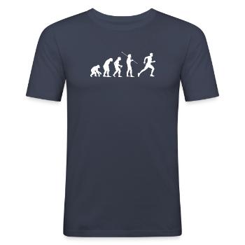 Evolution Running Run Läufer Joggen - Männer Slim Fit T-Shirt - Navy - Vorne - Nik (191cm)