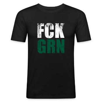 FCK GRN - Men's Slim Fit T-Shirt - black - Front - Nik (191cm)