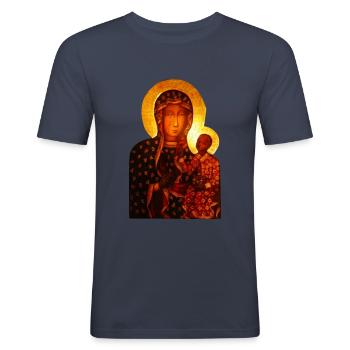 Unsere Liebe Frau von Czéstochowa, Schwarze Madonna - Männer Slim Fit T-Shirt - Navy - Vorne - Nik (191cm)
