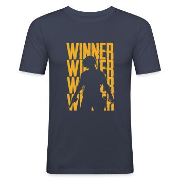 WINNER Pubg Gaming Design - Männer Slim Fit T-Shirt - Navy - Vorne - Nik (191cm)