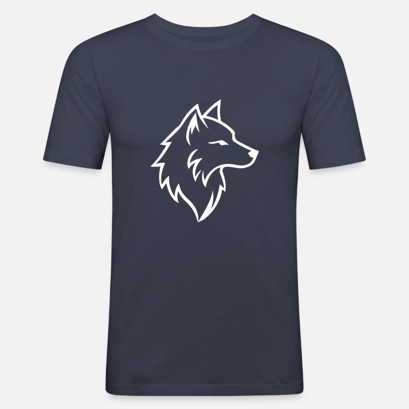 Wolf Outline - Men's Slim Fit T-Shirt - navy