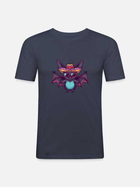 Bat Funny Sombrero - Men's Slim Fit T-Shirt - navy