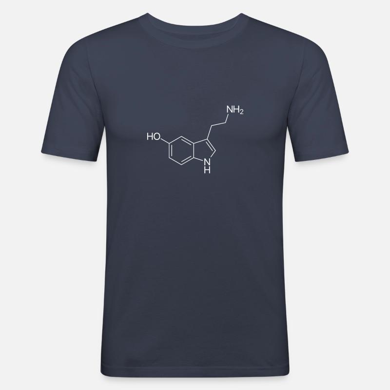 Serotonin Strukturformel - weiß - Männer Slim Fit T-Shirt - Navy