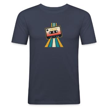 Funky Souls Retro Vintage Best Of 1956 Tape - Männer Slim Fit T-Shirt - Navy - Vorne - Nik (191cm)