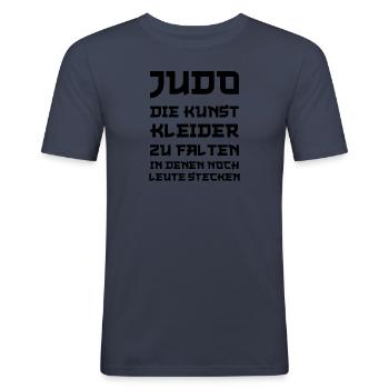 Judo die Kunst Kleider zu falten in denen noch - Männer Slim Fit T-Shirt - Navy - Vorne - Nik (191cm)