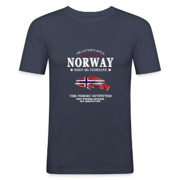 Norway Fishing - Männer Slim Fit T-Shirt - Navy - Vorne - Nik (191cm)