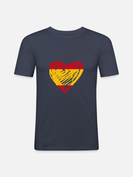 Spanien Herz - Männer Slim Fit T-Shirt - Navy