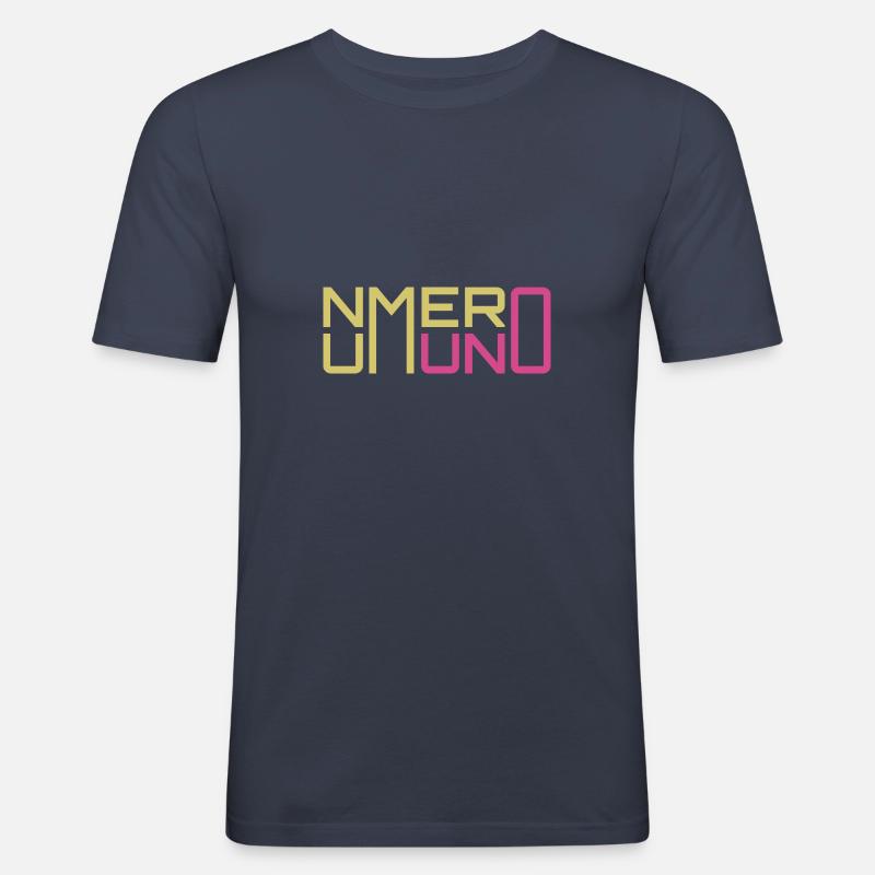 Numero Uno Nummer eins - Männer Slim Fit T-Shirt - Navy