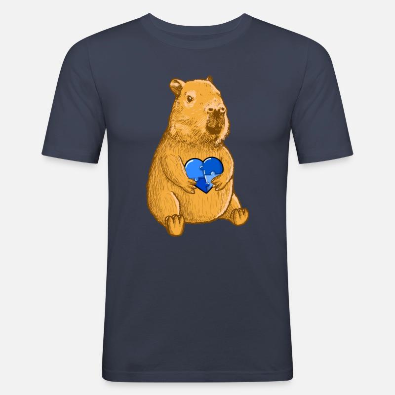 Capybara Autismus Zeichen - Männer Slim Fit T-Shirt - Navy