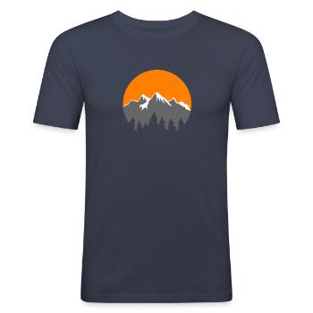 Berge - Männer Slim Fit T-Shirt - Navy - Vorne - Nik (191cm)