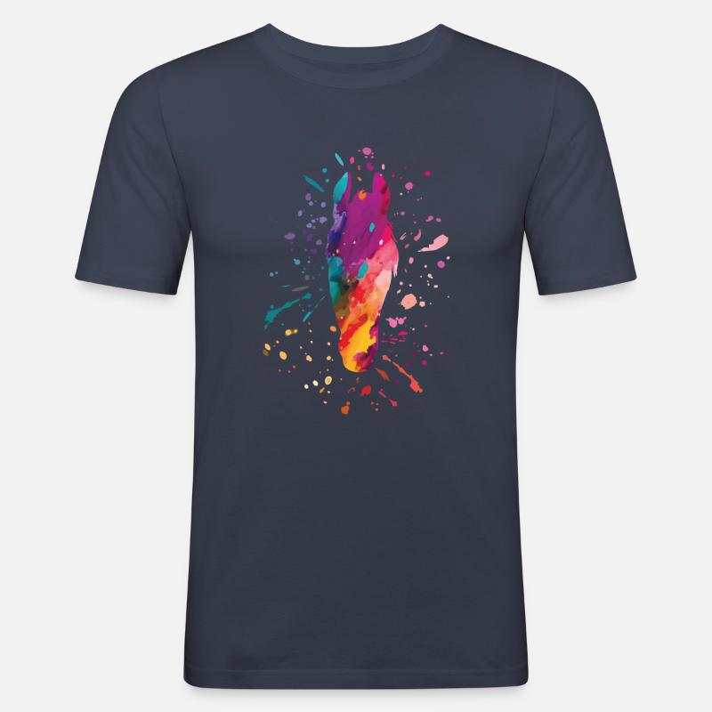 pferdekopf bunt - Männer Slim Fit T-Shirt - Navy