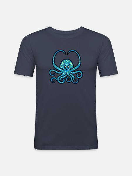 Squid Heart 3 - Men's Slim Fit T-Shirt - navy