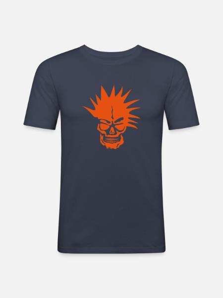death head punk hairstyle - Men's Slim Fit T-Shirt - navy