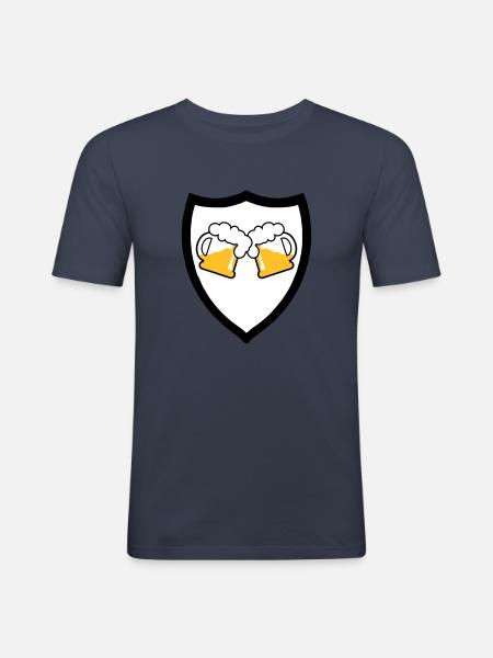 Bier Emblem 3c - Männer Slim Fit T-Shirt - Navy