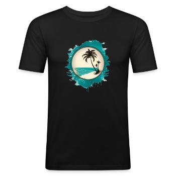 SOMMERSTIMMUNG COCONUT BEACH URLAUBSGESCHENK - Männer Slim Fit T-Shirt - Schwarz - Vorne - Nik (191cm)