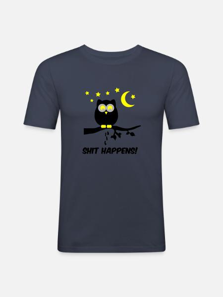 Owl Shit Happens 02 - Men's Slim Fit T-Shirt - navy