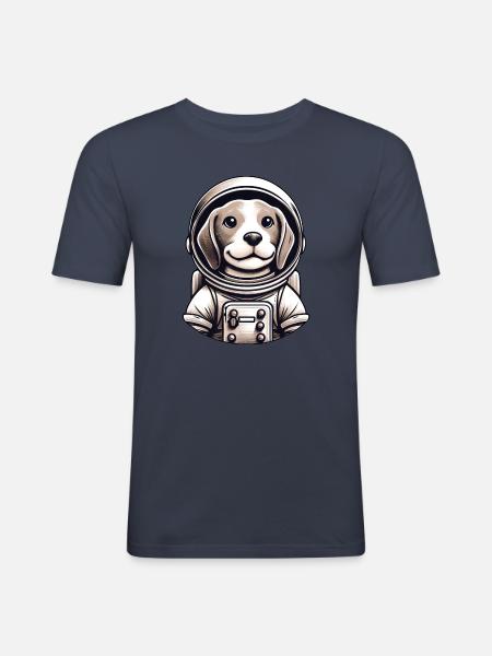 Aventure spatiale de l’astronaute Beagle - T-shirt près du corps Homme - bleu marine