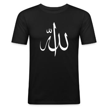 Allah - Männer Slim Fit T-Shirt - Schwarz - Vorne - Nik (191cm)