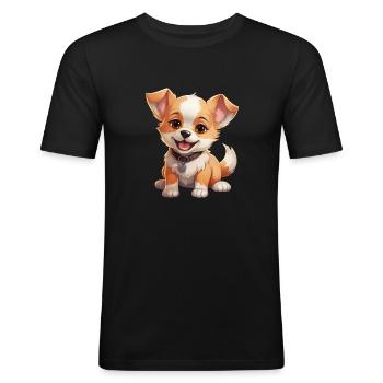 Chibi dog - Men's Slim Fit T-Shirt - black - Front - Nik (191cm)