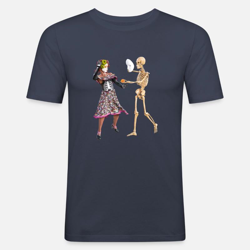 Der Sensenmann beim Tanz - Männer Slim Fit T-Shirt - Navy