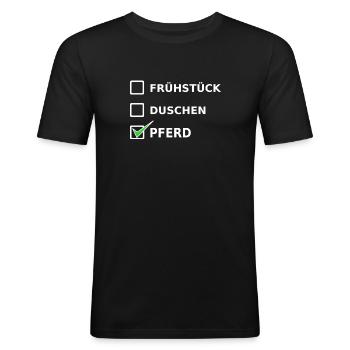 Pferd - Männer Slim Fit T-Shirt - Schwarz - Vorne - Nik (191cm)