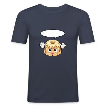 Pudding Food Gourmet Gift - Men's Slim Fit T-Shirt - navy - Front - Nik (191cm)