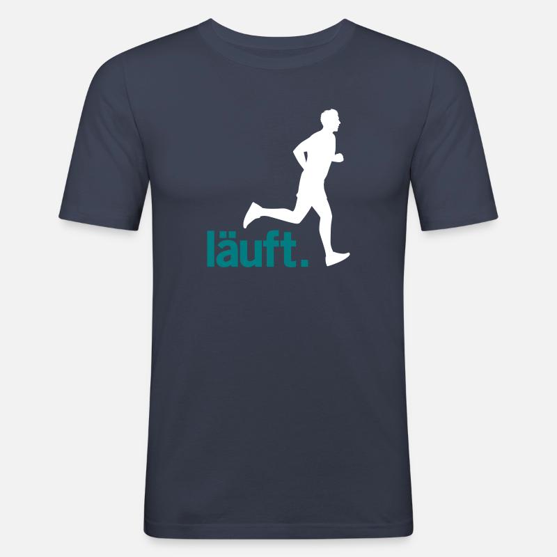 Läufer Mann läuft. Vector - Männer Slim Fit T-Shirt - Navy