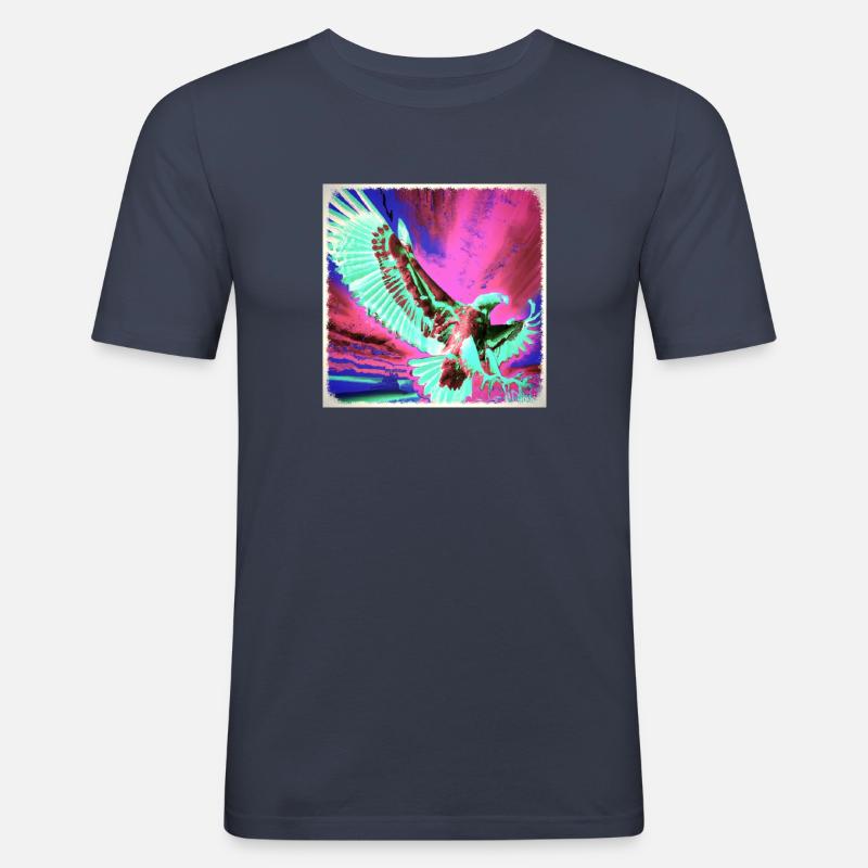 Psychedelic Predator - Männer Slim Fit T-Shirt - Navy