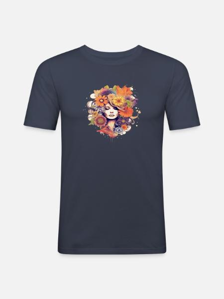 Flower Power Mädchen 5 - Männer Slim Fit T-Shirt - Navy
