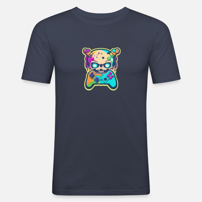 Skullhead Controller - Männer Slim Fit T-Shirt - Navy