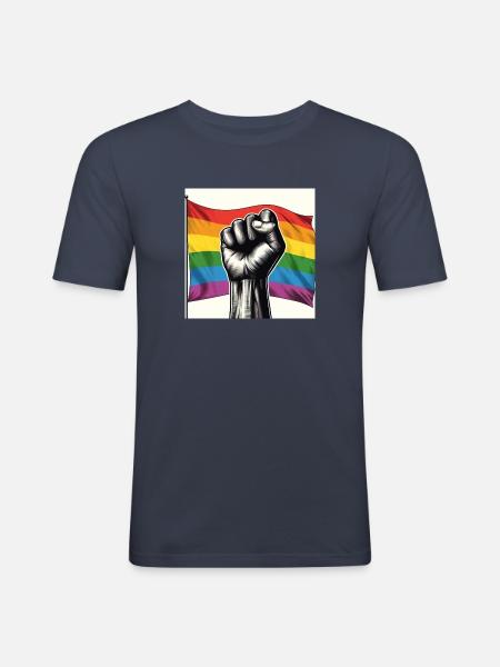 Pride Fist - Männer Slim Fit T-Shirt - Navy