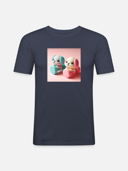 Süße Welpen - Männer Slim Fit T-Shirt - Navy