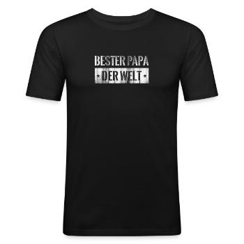 BESTER PAPA - Männer Slim Fit T-Shirt - Schwarz - Vorne - Nik (191cm)