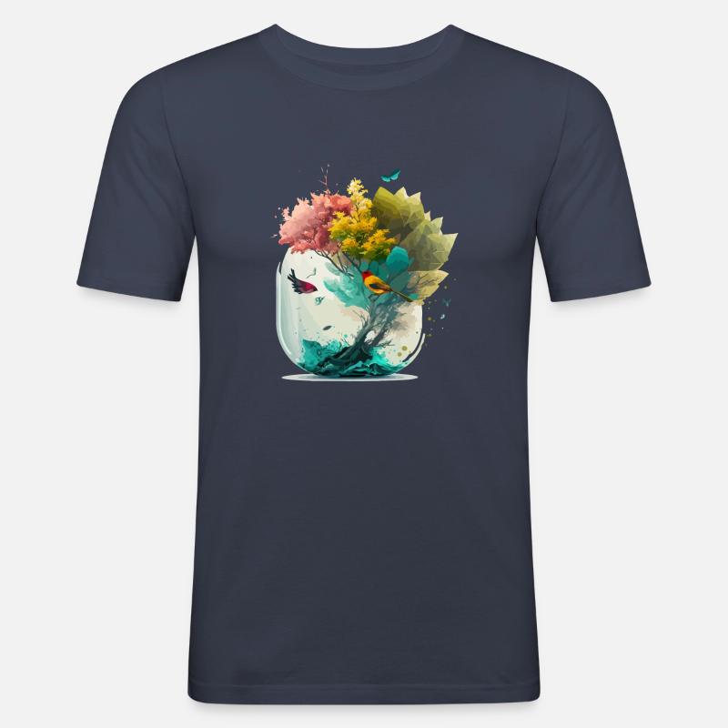 Der Miniaturwald - Männer Slim Fit T-Shirt - Navy