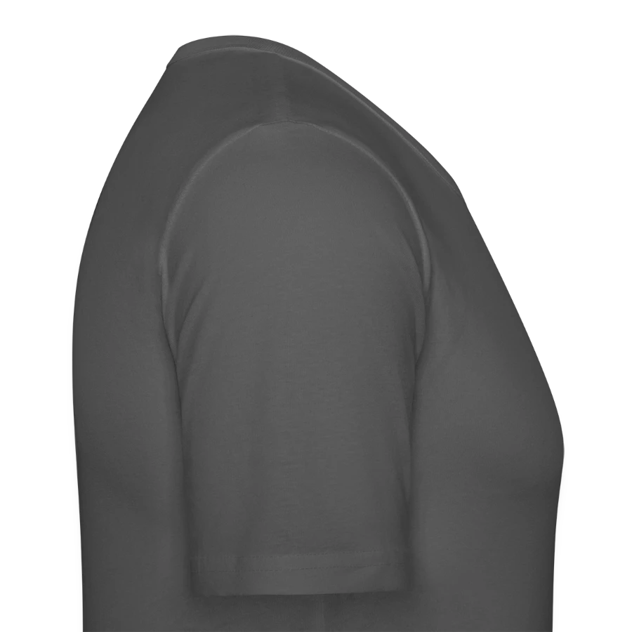 Mount Olympus badge on a men's slim fit t-shirt, graphite grey, right