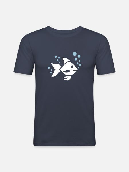 Poisson - T-shirt près du corps Homme - bleu marine