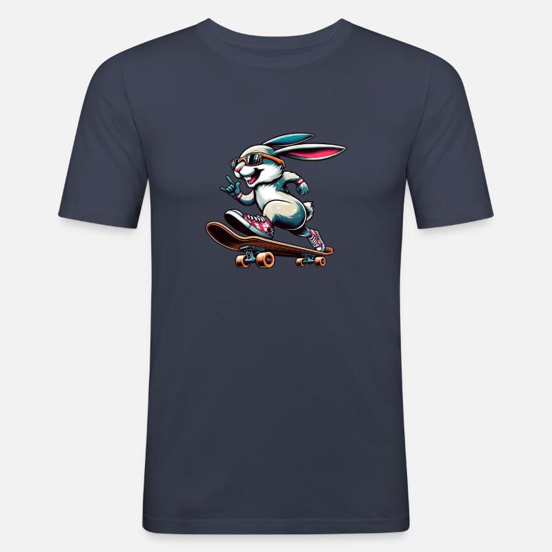 Cool Skateboarder Easter Bunny Design - Men's Slim Fit T-Shirt - navy