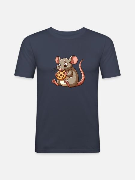 Cute mouse nibbles biscuit - Men's Slim Fit T-Shirt - navy
