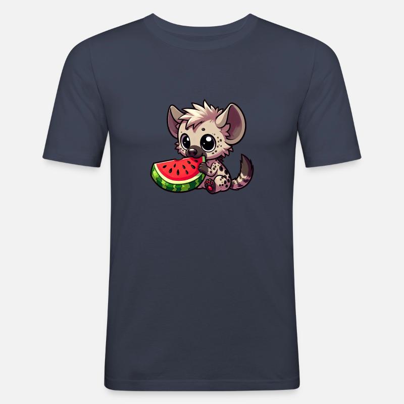 Hyäne mit Wassermelone Sommerfrucht - Männer Slim Fit T-Shirt - Navy